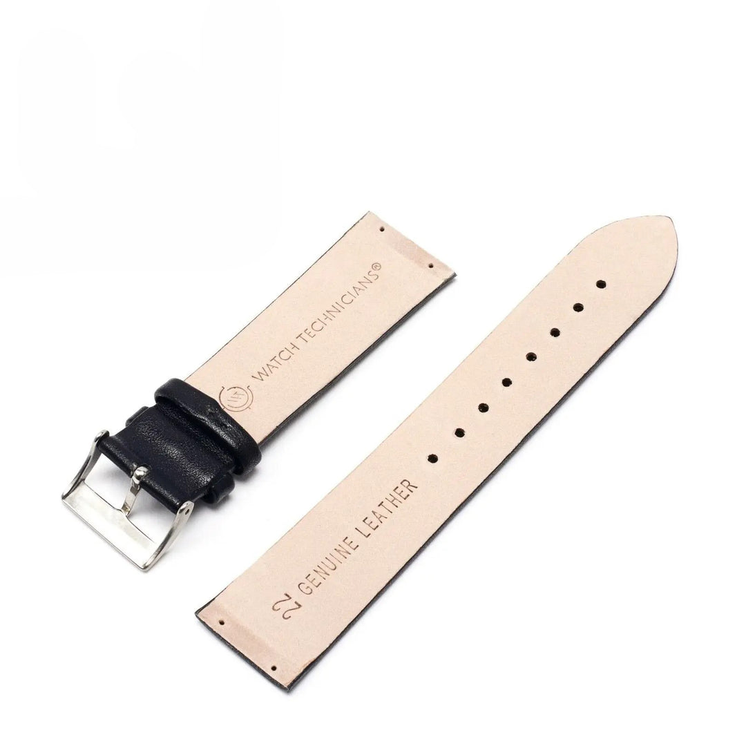 Skagen Genuine Black Leather Watch Strap/Band w/set of 4 screws