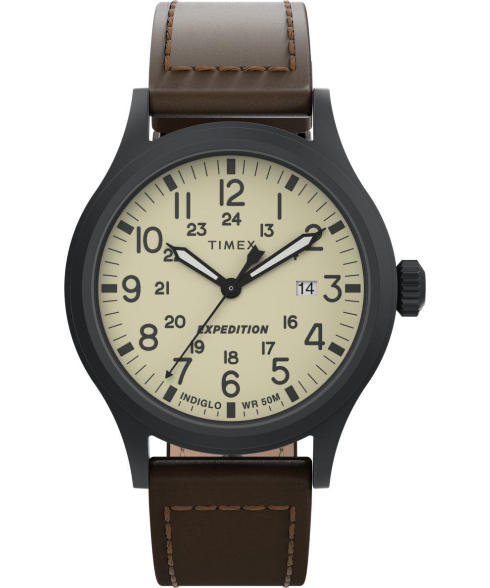 Timex Expedition Scout 40mm leather-strap watch, model T49963